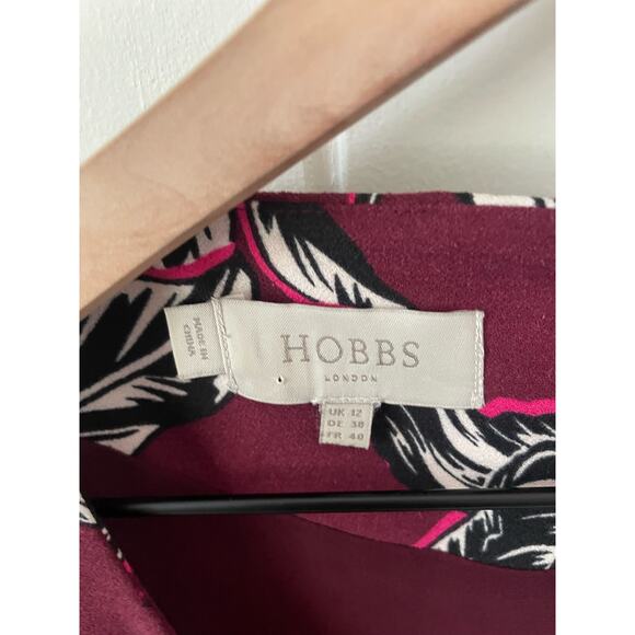 Hobbs London Layla Floral Shift Mini Dress Size 8 Burgundy Red - Picture 10 of 11
